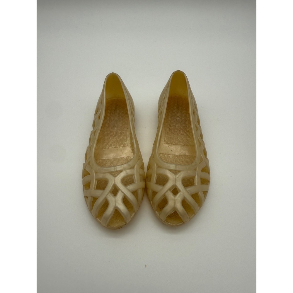 Vintage Victory Kids Jelly Shoes Size 7 Cream Ivory USA Made No. 188